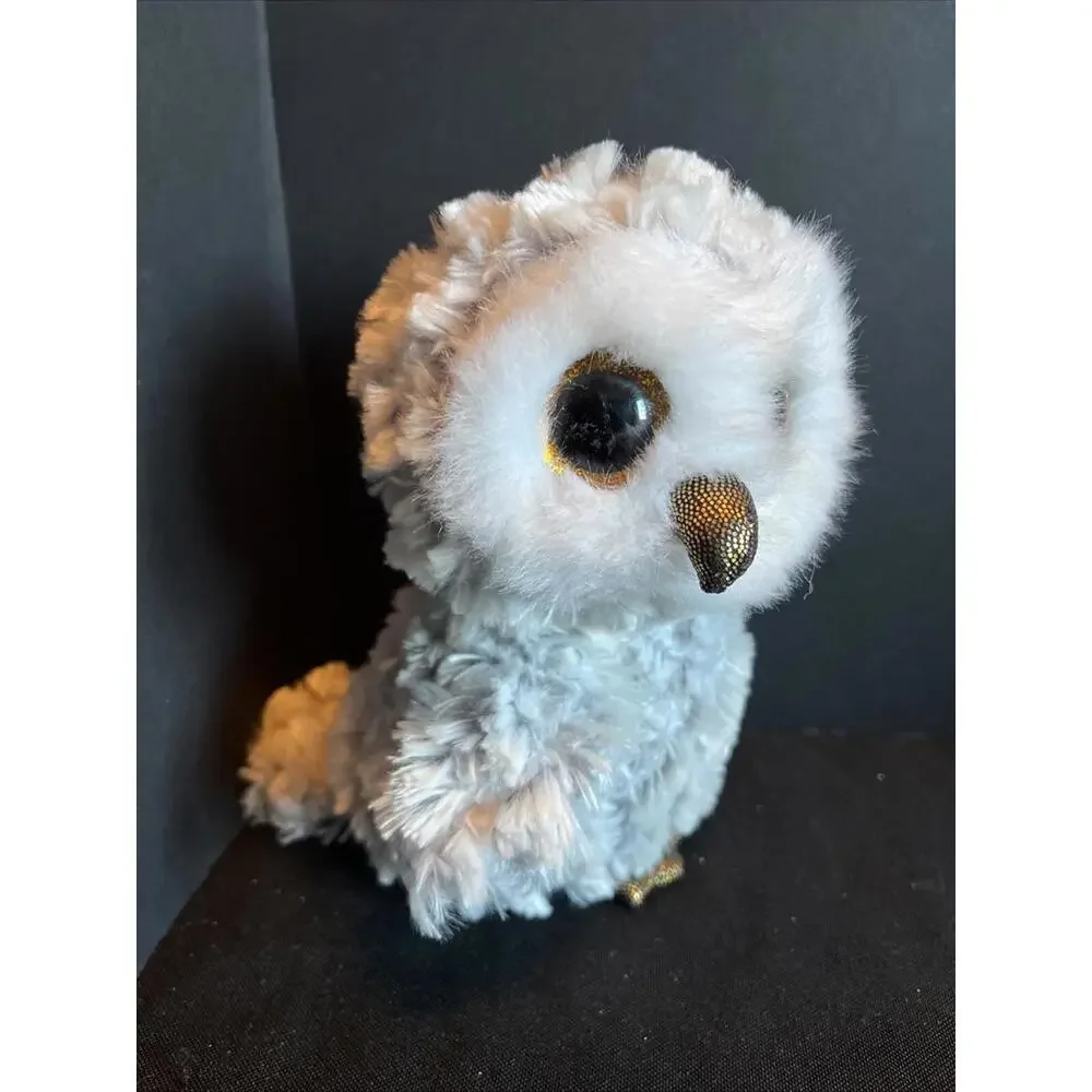 Ty Beanie Boo Boos Owlette Silver & Gold Owl 7” Sparkle Eyes Plush
